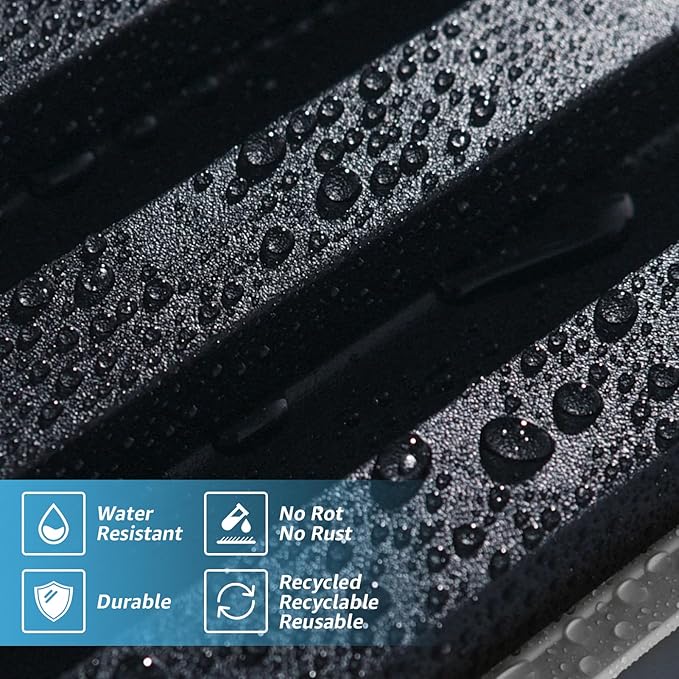 Art3d 8 Pack 104" x 6.7" Slat Wall Paneling, Glossy Metal Finish WPC 3D Wall Panels, 3D Panels for Interior Wall Decor, Living Room, Bedroom - Steel Gray