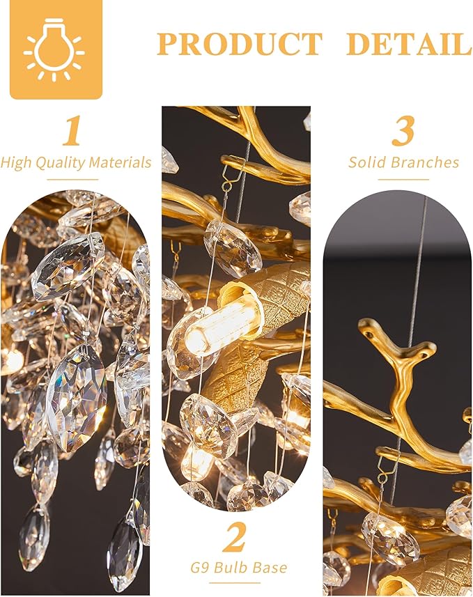 Modern Long Staircase K9 Chandeliers, Luxury Gold 6-Tier Large Foyer Entrance Chandeliers for High Ceiling Big Crystal Chandelier(Height 75 Inch 43 Lights)