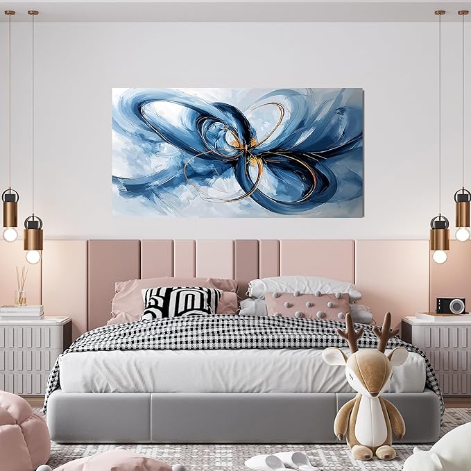 Canvas Wall Art Decor Modern Wall Art For Living Room Blue Abstract Wall Art Abstract Art Wall Decor Modern Artwork for Walls Canvas Prints Art Work For Home Kitchen Office Wall Decor 20" X 40"