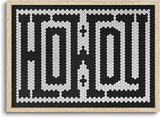 KISSFOX Western Wood Framed Wall Art Decor Howdy Hexagon Modern Farmhouse Pictures Paintings Wall Decor Mid Century Southwest Canvas Art Prints Vintage Artwork For Bedroom Kitchen Office Living Room