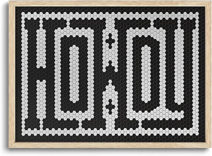 KISSFOX Western Wood Framed Wall Art Decor Howdy Hexagon Modern Farmhouse Pictures Paintings Wall Decor Mid Century Southwest Canvas Art Prints Vintage Artwork For Bedroom Kitchen Office Living Room