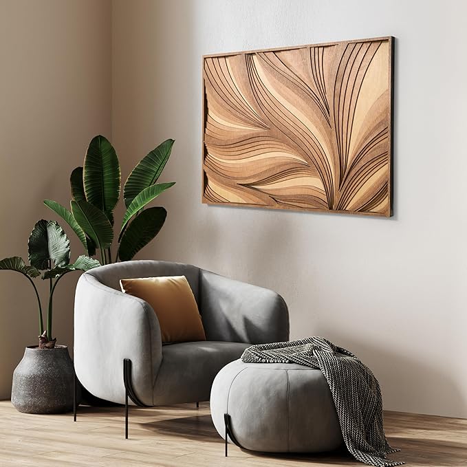 NEODECO Parametric Wood Verso, Award Winner-A'Design 2025, Wood Wall Art, 3D wood wall sculpture, Abstract wall decor, Acoustic wall panel (Small)