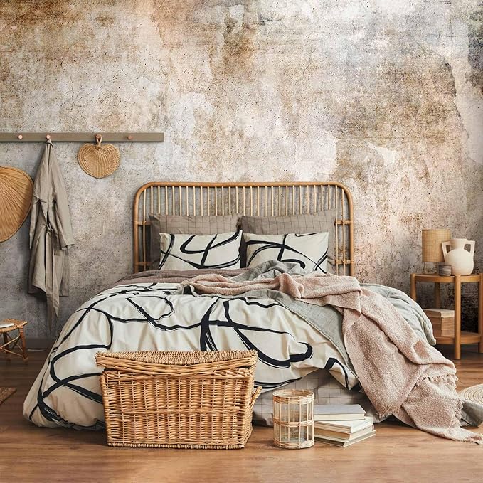 artgeist Wall Mural Concrete 154x110 in - Peel and Stick Self-Adhesive Wallpaper Removable Large Sticker Foil Wall Decor Print Picture Image Design Faux Stone Beige Brown a-A-10181-a-a