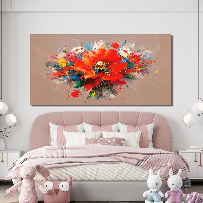 Canvas Wall Art Decor Modern Large Wall Art for Living Room Canvas Art Wall Decorations Colorful Botanical Wall Art Prints Flowers Artwork for Walls Bederoom Office Home Decor Aesthetic 24" X 48"
