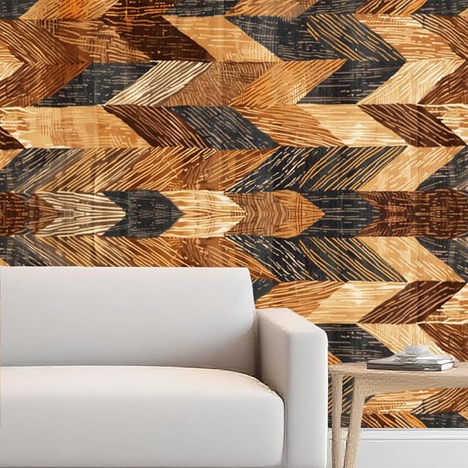 Nuxovilar Brown Geometric Diamond Textured Peel and Stick Wallpaper, 15.75"x39.37", Self-Adhesive Contact Paper, Retro Pattern for Bedroom, Living Room and Table Decor