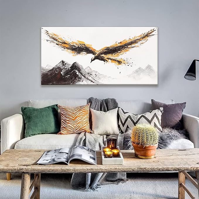 Canvas Wall Art Decor Painting Of Nature Animal Eagle Wall Art Painting Prints Picture Of Flying Eagle Print Canvas Picture For Bedroom Home Living Room Office Ready To Hang 24 × 48 Inches
