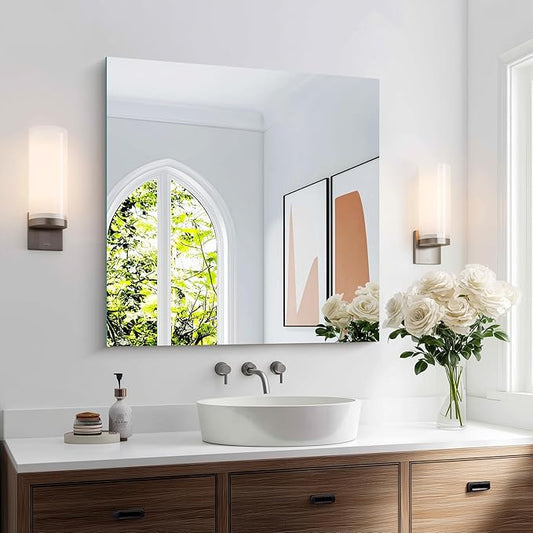 KOCUUY Frameless Mirror, 30"x30" Square Rectangle Bathroom Mirror for Over Sink, Upgraded Shatterproof Unframed Design for Bedroom, Living Room, Entryway