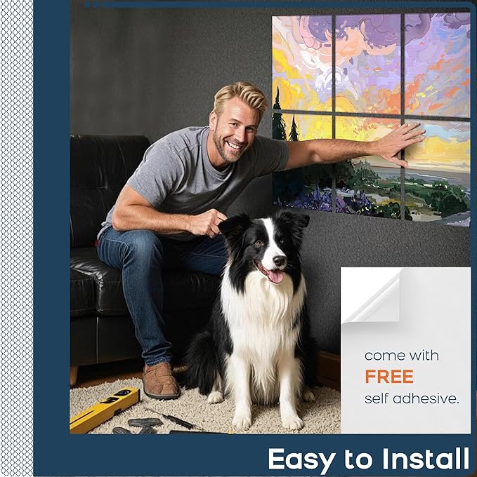 BUBOS 8 Pack Art Acoustic Panels Soundproof Wall Panel,47.2X31.4 Inches Sound Absorbing Panel,Self-Adhesive Decorative Acoustical Wall Panels, Acoustic Treatment for Ceiling Home Office(Oil Painting)