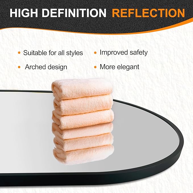 Bathroom Mirror for Wall,36''x24'',Black Oval Mirror for Bedroom Entryway Bathroom, Metal Framed Vanity Mirror(36''x24'',Black)