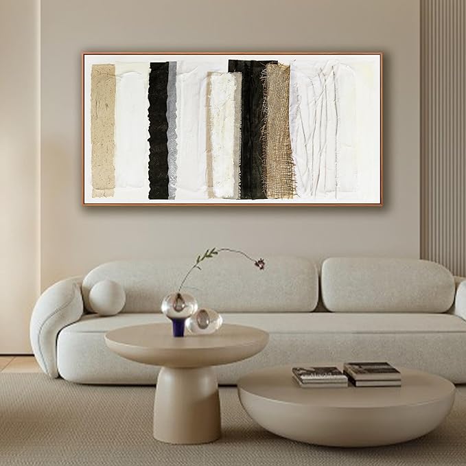 Abstract Canvas Wall Art Decor Maximalist Home paintings Decor Wall Art Prints Modern Framed Wall Decorations Multicolor Overlapping Strips Artwork 20×40 inch for Living Room Wall Bedroom Kitchen Office Decor