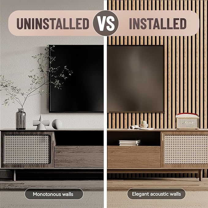 AKK-Stave Acoustic Wood Slat Wall Panels, Foldable Panels 94.5" X 23.6 "X 0.7" 15.5 ft² 3D Fluted Sound Absorbing Panel, for Interior Decoration (Olied Oak 16#)