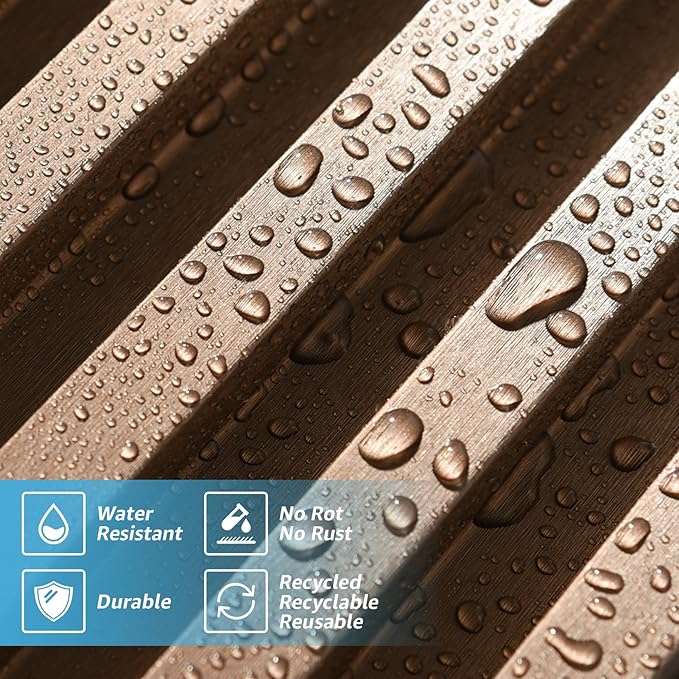 Art3d 8 Pack 104" x 6.7" Slat Wall Paneling, Glossy Metal Finish WPC 3D Wall Panels, 3D Panels for Interior Wall Decor, Living Room, Bedroom - Textured Brown