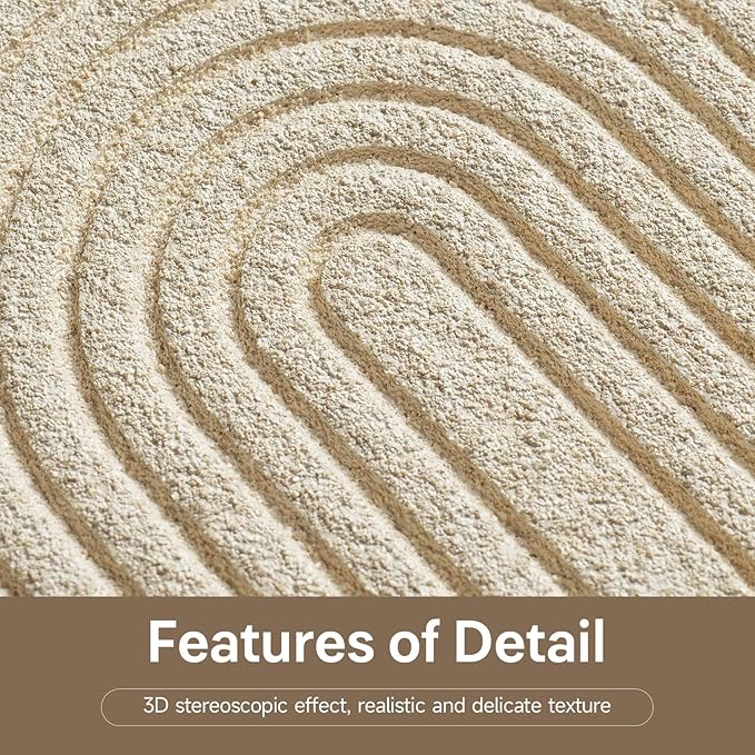 3D Textured Neutral Abstract Wall Art Decor With Shelf, Boho Beige and Brown Artwork for Walls With Green Accent, Modern Minimalist Wall Decor for Living Room, Hallway, Kitchen, Bedroom, Office, 24x24