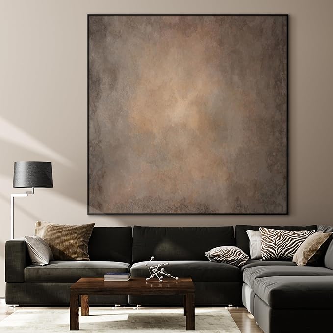 72"x72" XL Framed Wall Art - Abstract Brown and Gray Tones for Aesthetic (Frame Assembly Required)