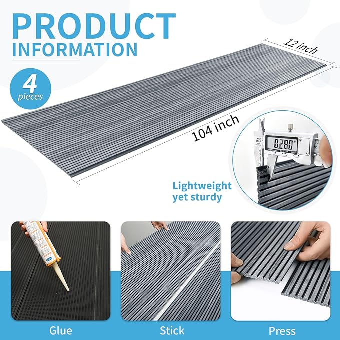 Art3d 4-Pack Glue-On Fine Bar Wainscoting Panel for Interior Wall Decor - 104 x 12 Inch Polystyrene Ultralight Slim Slat Wall Panels for Living Room Bedroom, Weathered Teak