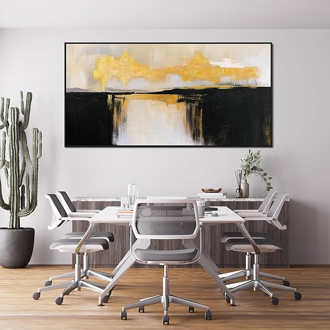 Canvas Wall Art Decor Large Framed Wall Art Decorations Wall Art Pictures For Living Room Abstract Black and Gold Wall Art Prints Abstract Canvas Art Wall Decor Bedroom Office Decor 29" x 58”