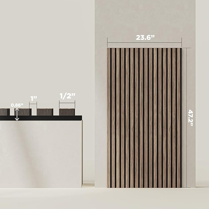 2-Pack Wood Panels for Wall - Acoustic Wood Slat Wall Panels, Soundproof Wooden Paneling for Interior Decor