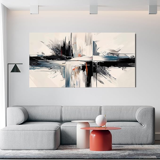 Abstract Large Wall Art Decorations Modern Wall Art Pictures for Living Room Abstract Canvas Art Wall Decor Oversized Black and White Wall Art Prints Artwork for Walls Bedroom Office Decor 29" X 58"