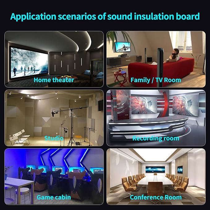 Musfunny Sound Proof Foam Panels, 12 Pcs 2" x 12" x 12" Acoustic Foam Panels Sound Absorbing Wall Panels for Studio Recording Office Home Studio (Gray)