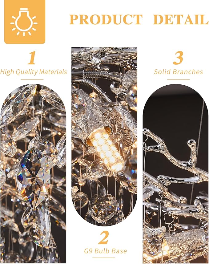 Modern Staircase K9 Chandeliers, Luxury Silver Long 7-Tier Large Foyer Entrance Chandeliers for High Ceiling Big Crystal Chandelier(Height 87 Inch 55 Lights)