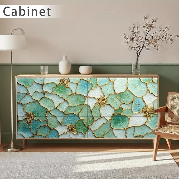 Nuxovilar Green Mosaic Hexagon Textured Peel and Stick Wallpaper, 15.75"x39.37", Self-Adhesive Contact Paper, Artistic Tile-Look Design for Bedroom, Living Room and Table Decor