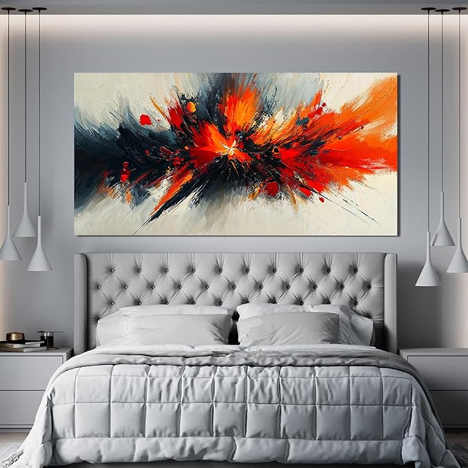 Canvas Wall Art Decor Large Wall Pictures for Living Room Abstract Black and White Wall Art Decor Abstract Artwork for Walls Modern Abstract Red Wall Art Prints Bedroom Office Wall Decor 24" X 48"