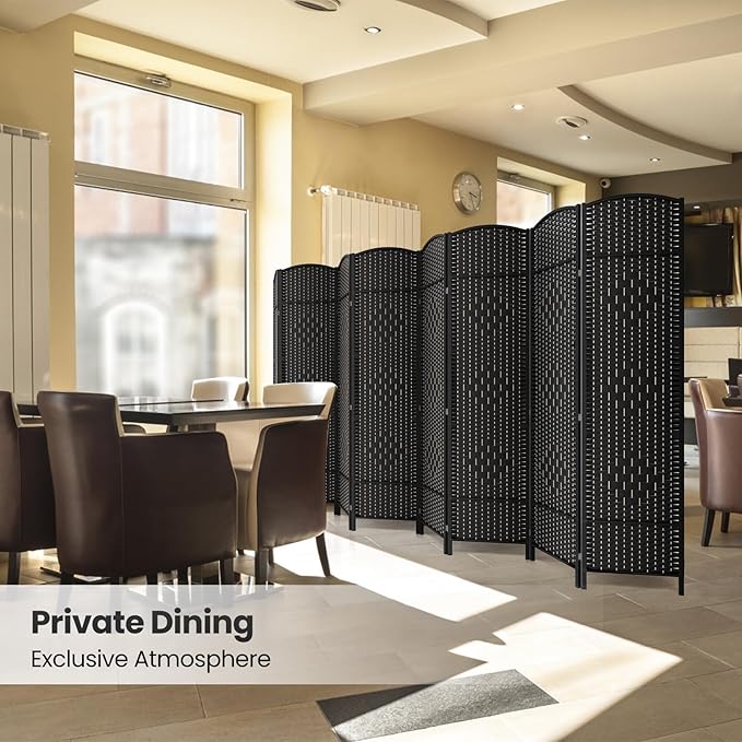 8 Panel Room Divider,6Ft Folding Privacy Screen,Tall - Extra Wide Foldable Panel Partition Wall Divider with Diamond Double-Weaved Hand-Woven Design Room Screen Divider