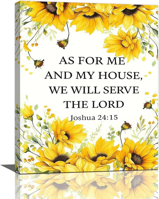 Christian Sunflower Scripture Canvas Wall Art Motivational Flowers Bible Verse Wall Decor Picture Inspirational Bible Quotes Artwork God Psalm Religious Faith Art Painting Print Decoration for Living Room Bedroom Church Framed Gifts 16”X20”