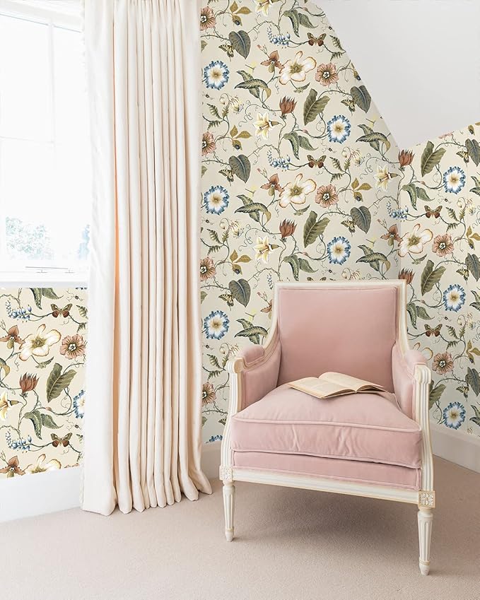 NextWall Summer Garden Floral Peel and Stick Wallpaper (Alabaster)