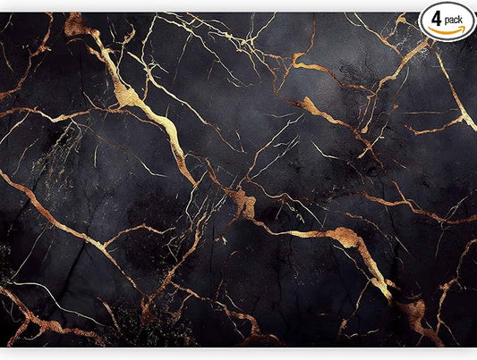 artgeist Wall Mural Stone 79x55 in - XXL Non-Woven Wallpaper Fleece Wall Decor Photo Print Picture Image Design Marble Like Abstract 3D Black f-C-0456-a-a