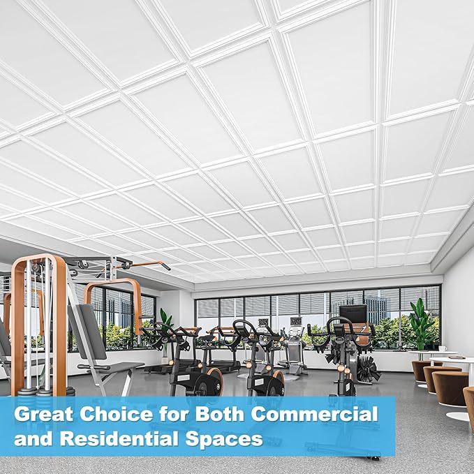 Art3d Drop Ceiling Tiles 48x24, Decorative PVC Ceiling Panels, Waterproof Rustproof and Durable 12-Pack, Glue Down, Rectangular Black