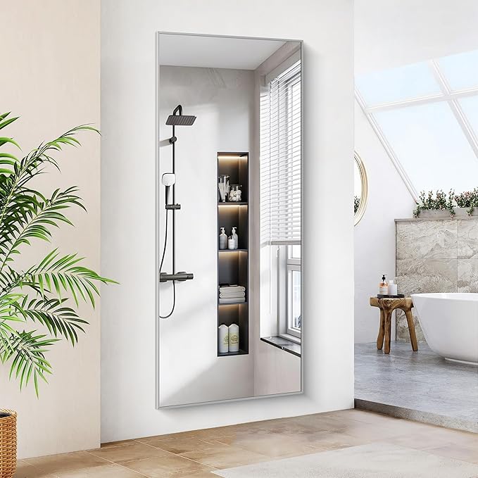 36x72inch Bathroom Mirror, Silver Rectangle Mirror with Thin Metal Frame, Large Rectangular Wall Mirrors for Bathroom, Living Roomm, Hair Salon, Big Farmehouse Mirror Hang Horizontal/Vertical