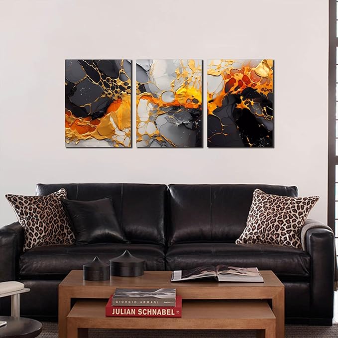 Abstract Pictures for Living Room Wall Decor - Modern Art Wall Decor for Office - 3 Piece Canvas Wall Art for Bedroom Size 12" x 16"