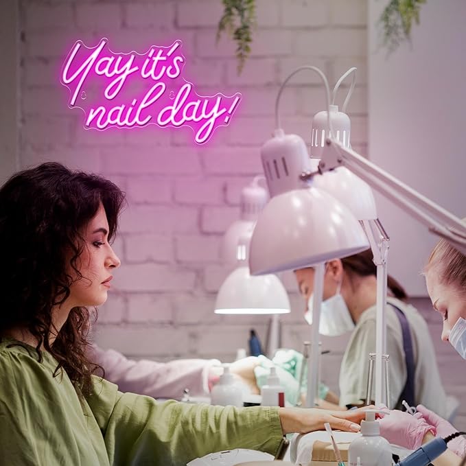 Kavaas Yay It's Nail Day Neon Sign - Neon Sign for Salon Bar, Beauty Room, Bedroom - Great Gift for Nail Tech Girls, Christmas, Birthday