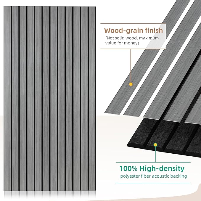 10 Pack Acoustic Panels for Wall, Soundproof Panels with Simulated Wood Grain Finish, 47.2”x23.6” Decorative Acoustic Wall Panel for Office,Home Theater,Studio,Living Room, Gray Oak