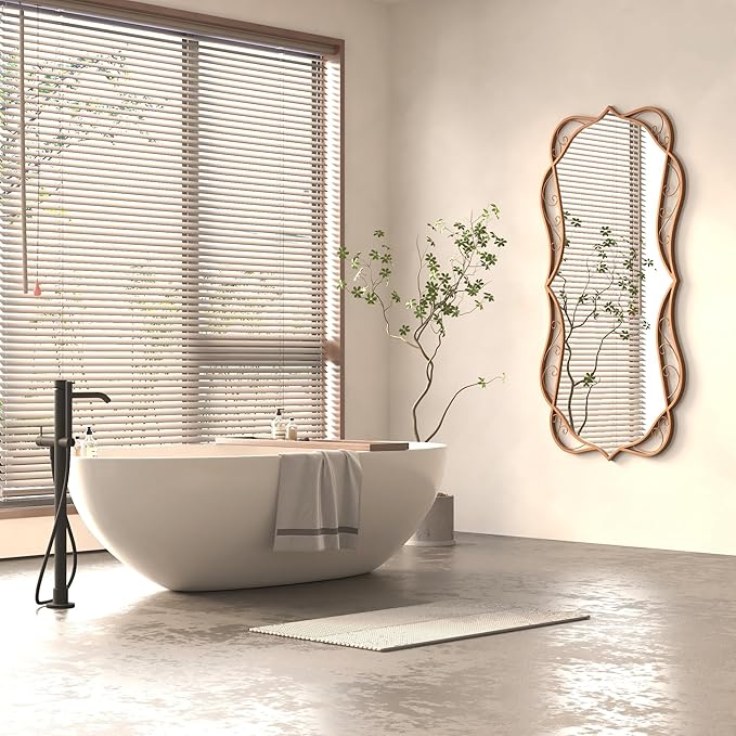 Bathroom Matt-Gold Wall Mirror: 30"x60" Vintage Large Mirror for Wall - Vertical or Horizontal Hanging - Home Decor for Living Room/Entryway/Fireplace/Hallway