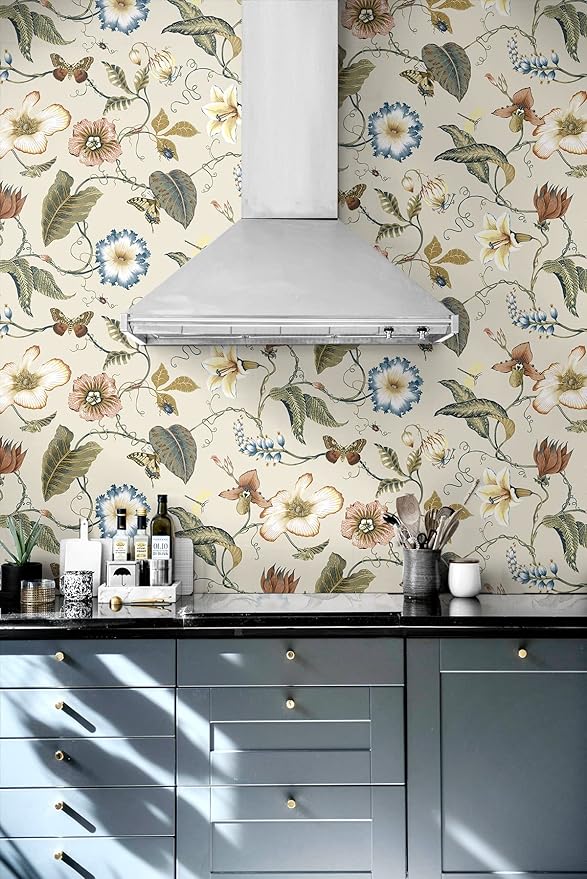 NextWall Summer Garden Floral Peel and Stick Wallpaper (Alabaster)