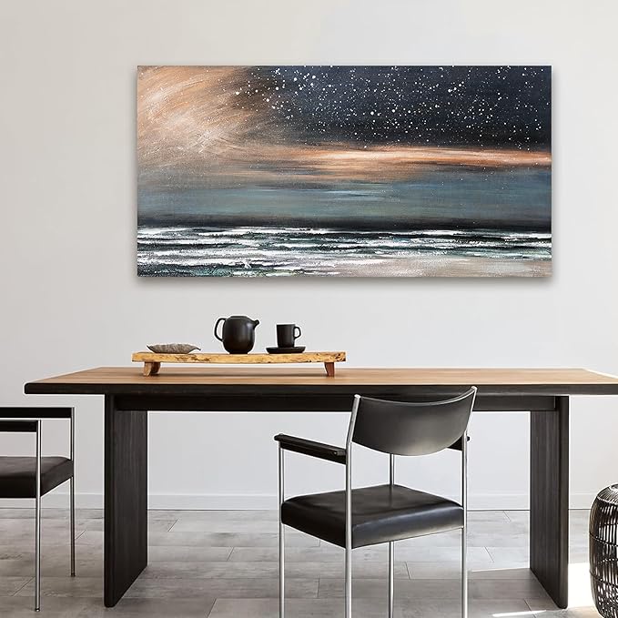 Canvas Wall Art for Living Room Artwork for Walls Canvas Modern Art Wall Decor Nature Starry Wall Art Decor Coastal Beach Wall Art Paintings Prints Art Work for Home Office Kitchen Wall Decor 24"X48"