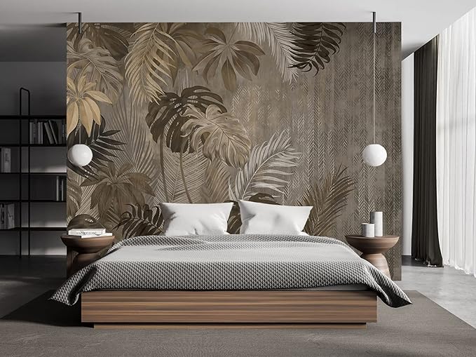 Cliouar-Turtle Backed Bamboo Plantain Leaf Plant Wall Mural Wallpaper for Bedroom Living Room 158" x 110" (Not Self Adhesive)