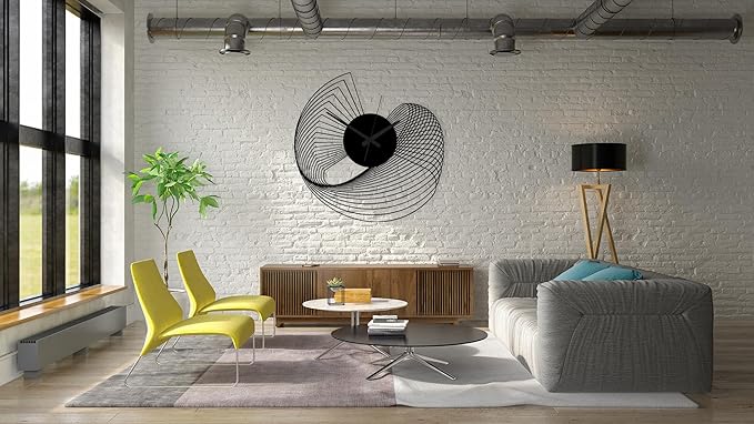 Abstract Large Metal Wall Clock - Modern Kinetic Sculpture Wall Art | Unique Geometric Silent Clock for Living Room, Office & Contemporary Home Decor (100x100 cm / 39x39 inches)