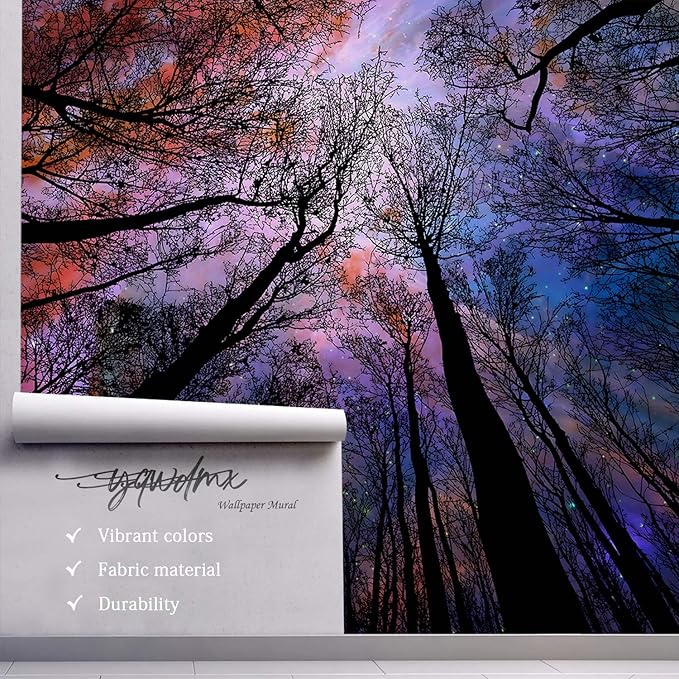 -Colorful Forest Beautiful Starry Tree Branches Wallpaper Bedroom XT14 M 140" x 91"