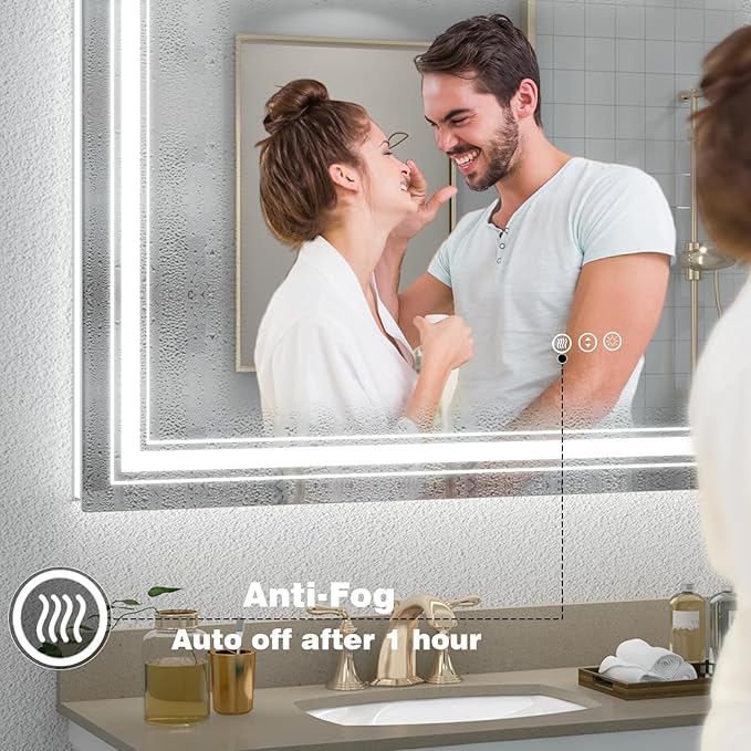 44x30 LED Bathroom Mirror, Lighted Mirror for Bathroom Wall, Backlit and Front lit, Dimmable, Anti-Fog, Shatterpoof, Memory (Horizontal/Vertical)