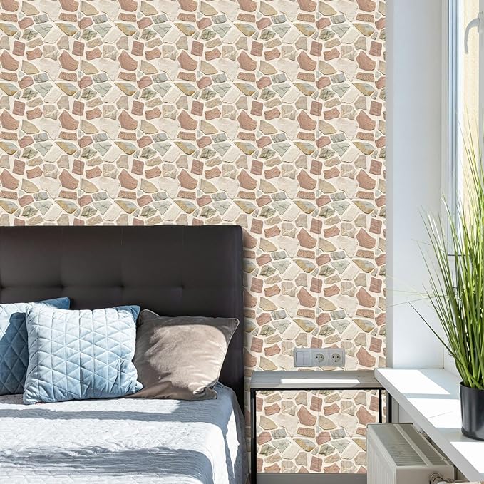 3D Wallpaper Peel and Stick, 3D Wall Panels 10PCS, Waterproof Self Adhesive Decorative 3D Brick Wall Panel Stone Wall Paneling for Living Room Bedroom kitchen Bathroom Interior wallboard (White stone)