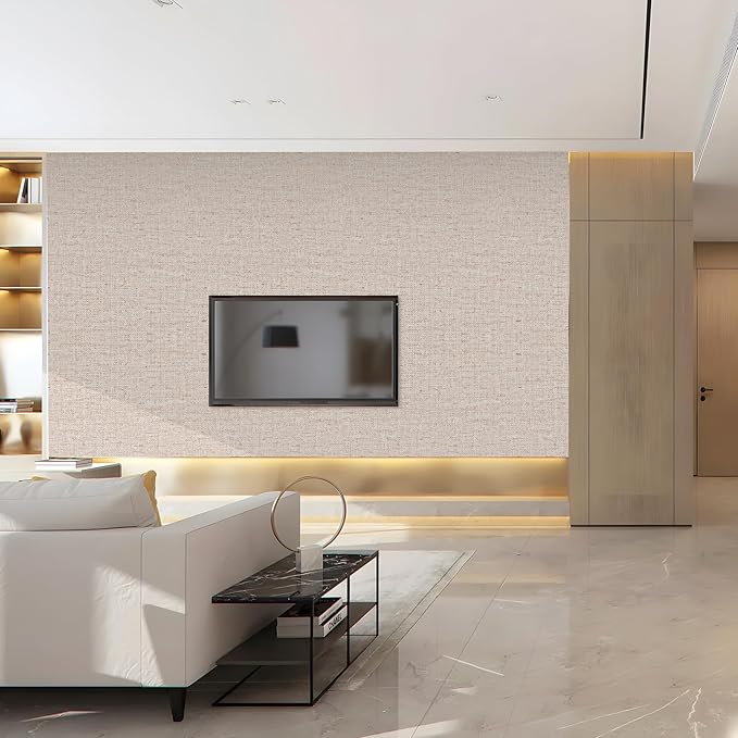 15.75"x787.4" Beige Grasscloth Wallpaper Peel and Stick Removable Textured Wall Paper Self Adhesive Contact Paper Faux Linen Cabinets Drawers Bookshelves Thickened Waterproof Shelf Vinyl Roll