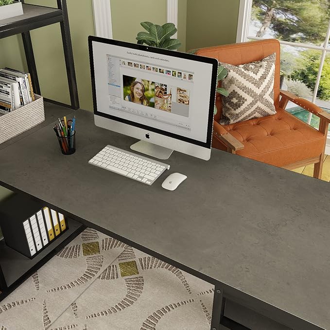 48"×79" Extra Wide Thick Dark Grey Black Concrete Wallpaper Peel and Stick (Sample) Industrial Darker Grey Concrete Cement Contact Paper for Office Desk Countertops Gray Matte Textured Stickers