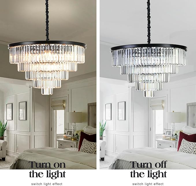 Luxury Modern Crystal Chandeliers Lighting Contemporary Pendant Chandelier Ceiling Lamp Lights Fixture 5-Tier (10 Lights) for Dining Room Living Room Hotel