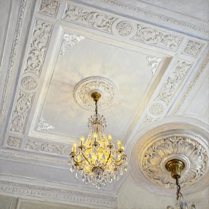 4 Pack Ceiling Molding Kit - 13.4'' x 13.4'' French Style Corners Murals Trim Accent Wall Decor with Flowers Pattern Decorative Panels for Christmas Fireplace Medallion Wall Cabinet Staircase DIY