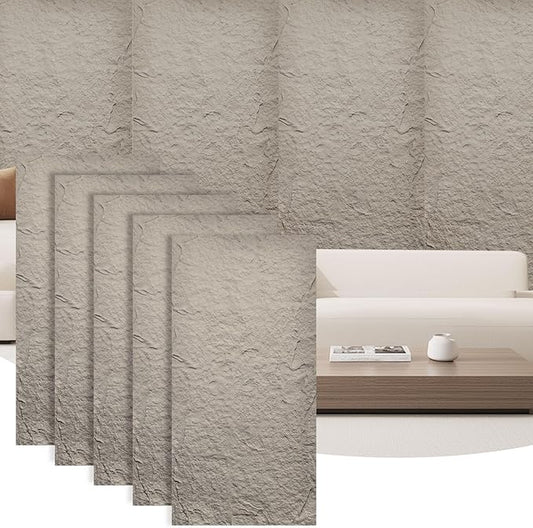 5-Pack 3D Faux Stone Wall Panels, PU Cement-Texture Wainscoting Panels for Interior Walls – Waterproof & Lightweight, Covers 38.7 Sq.Ft, 47.2" x 23.6", for TV Wall, Living Room,Cement Gray