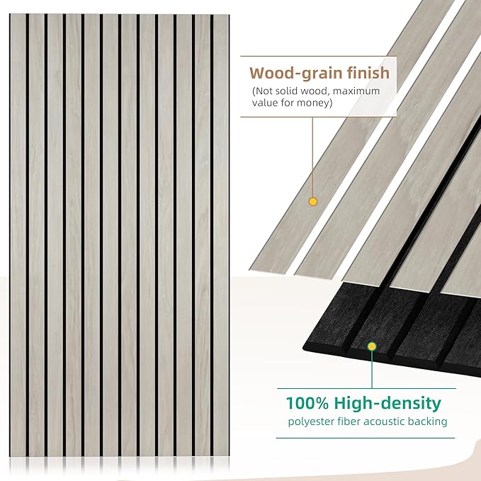 4 Pack Large Acoustic Panels 47.2”x23.6”, Decorative Acoustic Wall Panel, Sound Proof Panel with Simulated Wood Grain Finish, for Office,Home Theater,Studio,Living Room, Natural Oak