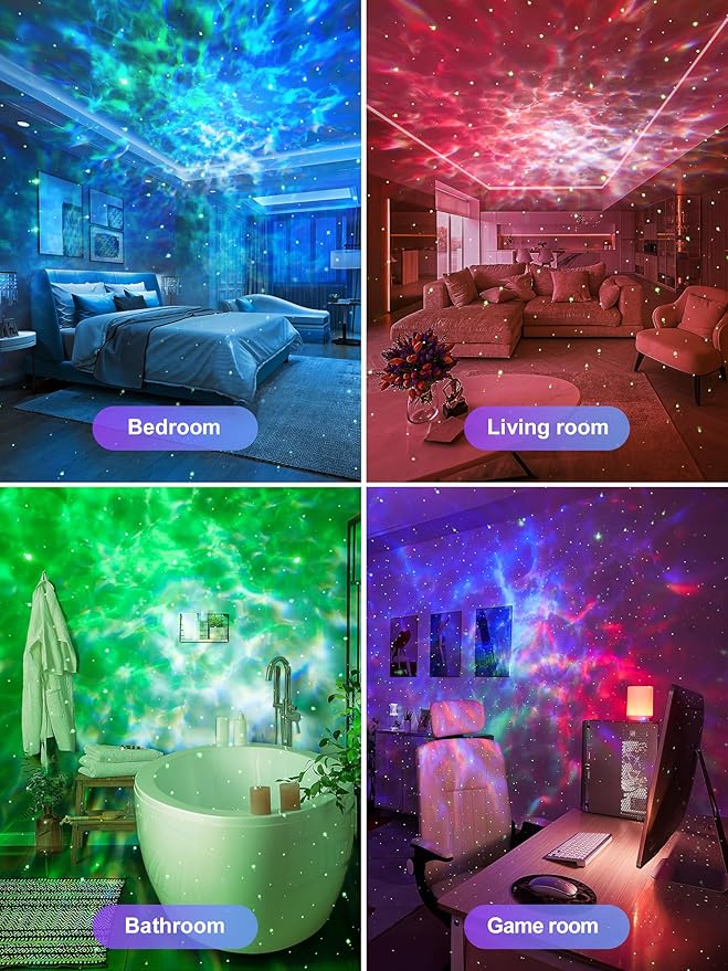 One Fire Galaxy Projector for Bedroom Christmas Gifts for Teen Boys Gifts Women Gifts for Teenage Girls 15 Colors+ 15 White Noise+ Bluetooth Star Projector Night Light for Kids Room Decor Lava Lamp